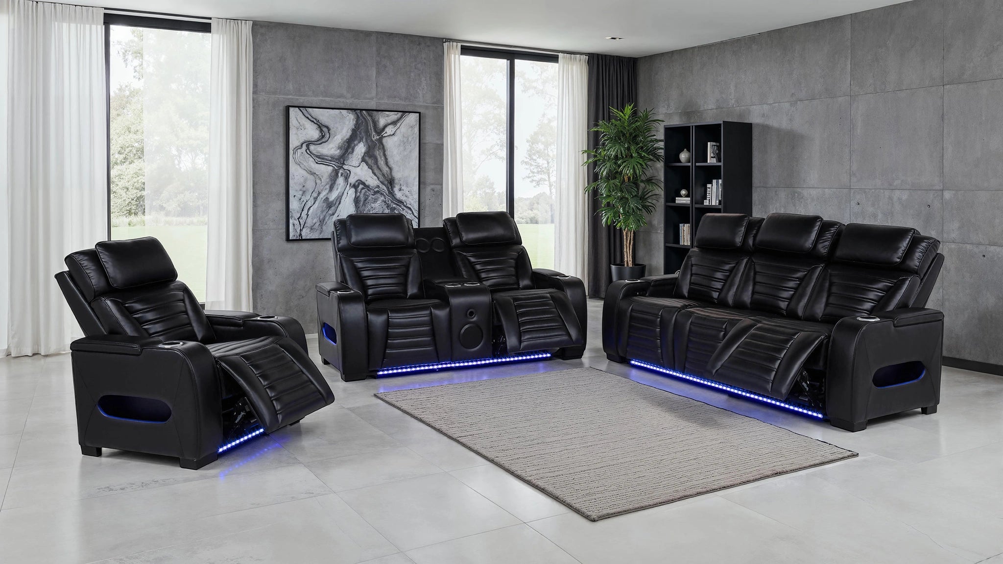 Juego de Sofás Reclinables Eléctricos Zuma Dual