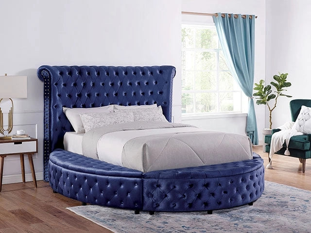 SANSOM Cama King y Queen, Negra, Azul y Gris