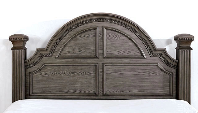 Juego de dormitorio queen de 4 y 5 piezas Pamphilos gris y blanco