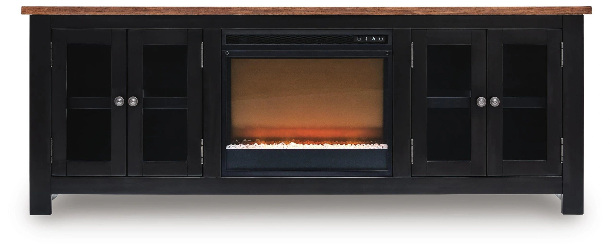 Mueble para TV de 76" Wildenauer con chimenea eléctrica