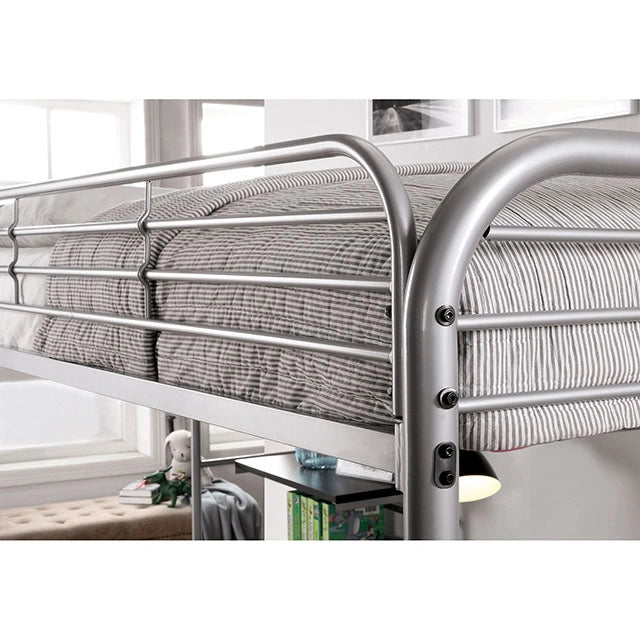 Cama Alta Doble Opal III Negra y Plateada