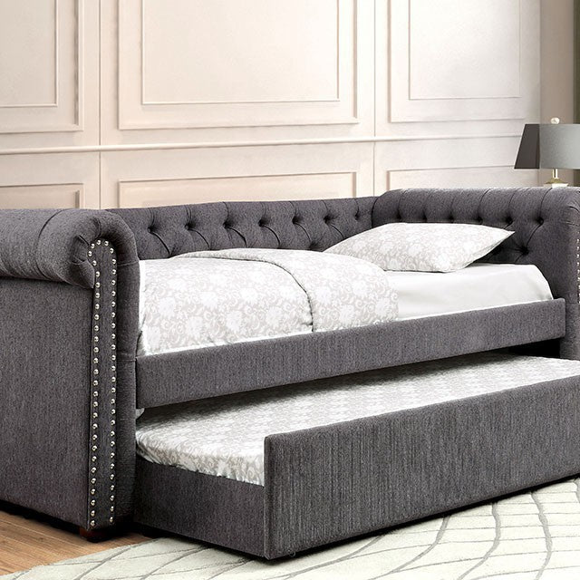 Leanna Daybed Cama nido doble con cama supletoria gris