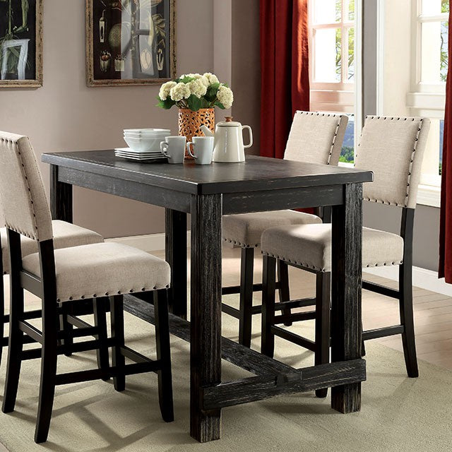 Juego de mesa Sania de 5 piezas de altura de mostrador negro