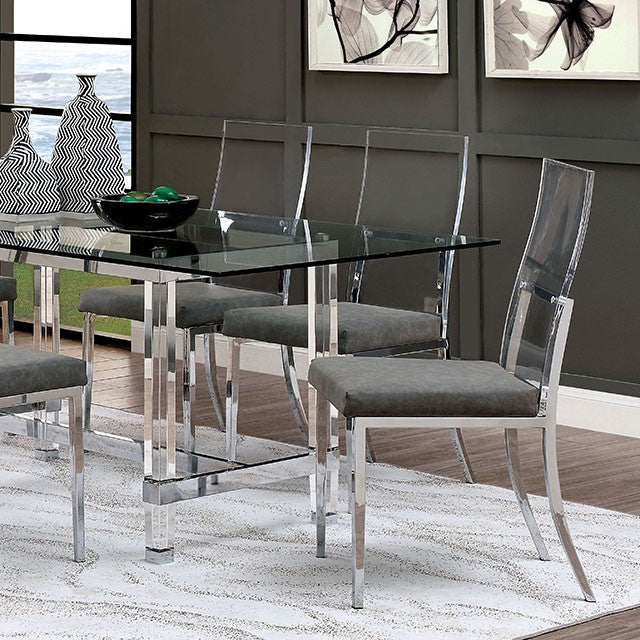 Juego de comedor Casper de 7 piezas, cromo
