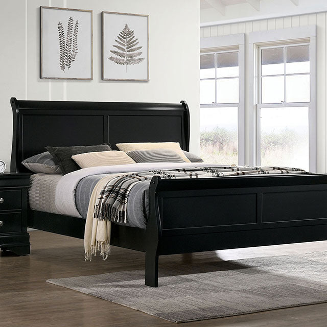 Cama King Louis Philippe E. Negra, Cereza y Gris