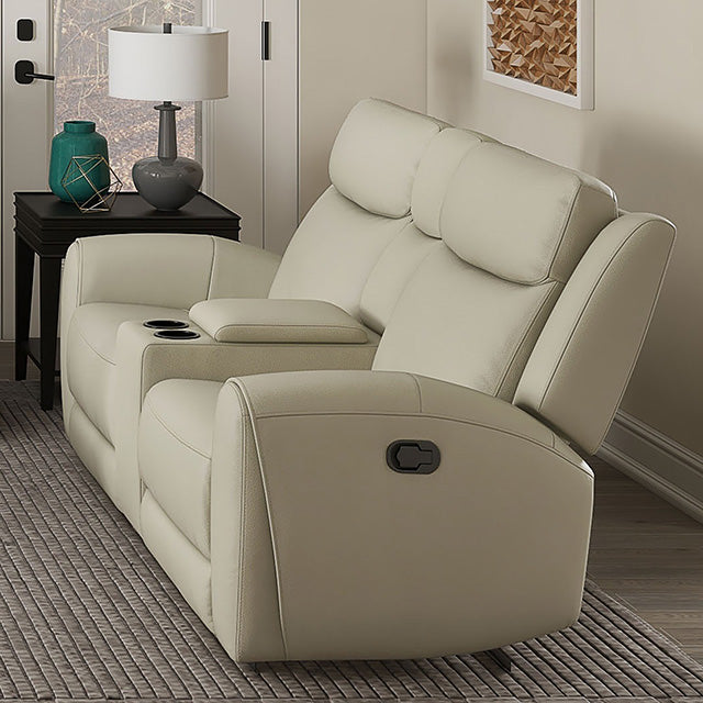 Sofá reclinable biplaza manual Jacobus con consola