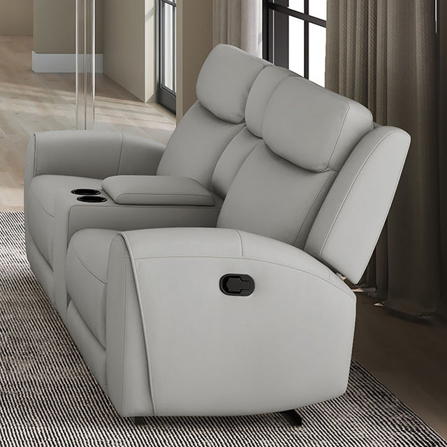 Sofá reclinable biplaza manual Jacobus con consola
