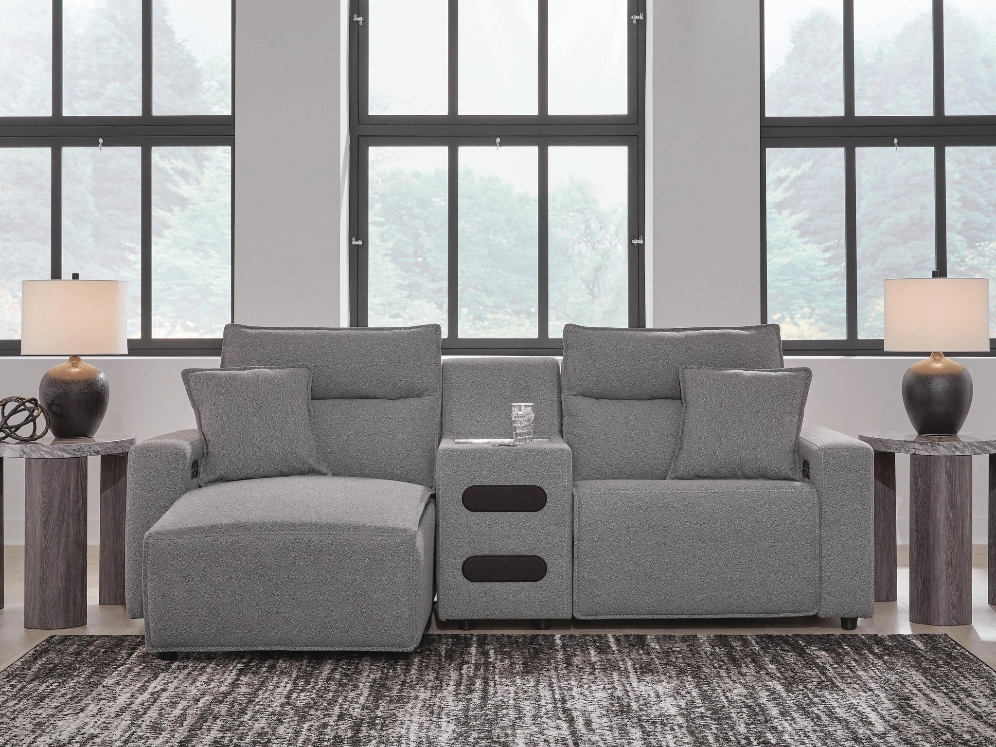 Seccional reclinable eléctrico Modmax con chaise longue