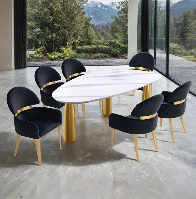 Juego de mesa de comedor Northam de 7 piezas con silla negra