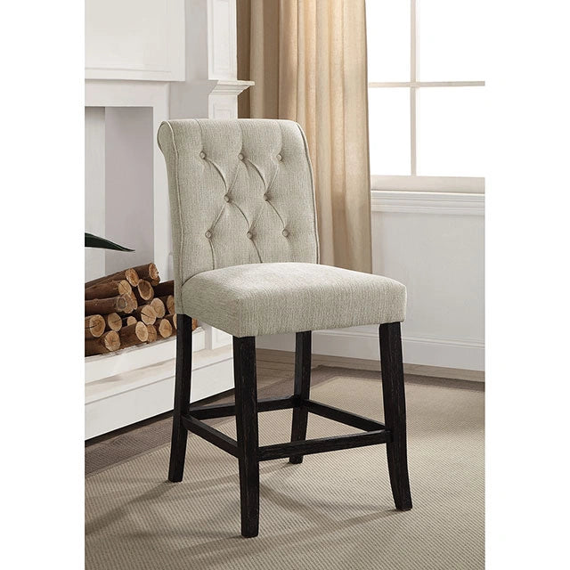 Silla Izzy de altura de mostrador beige/negro antiguo, marfil (2/caja)