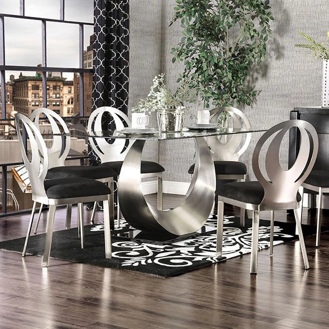 Mesa de comedor ORLA plateada/negra