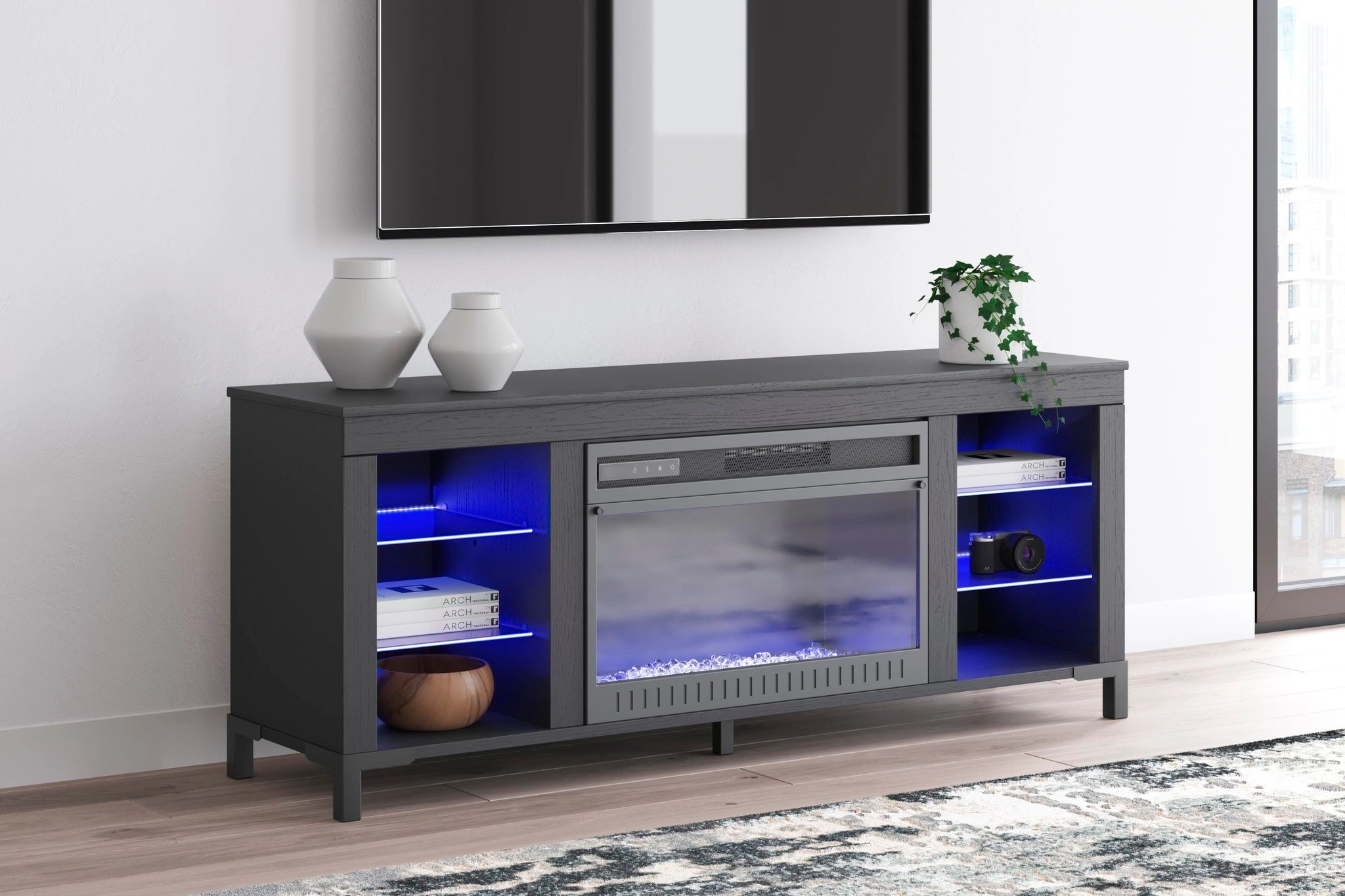 Mueble para TV Cayberry de 60" con chimenea eléctrica