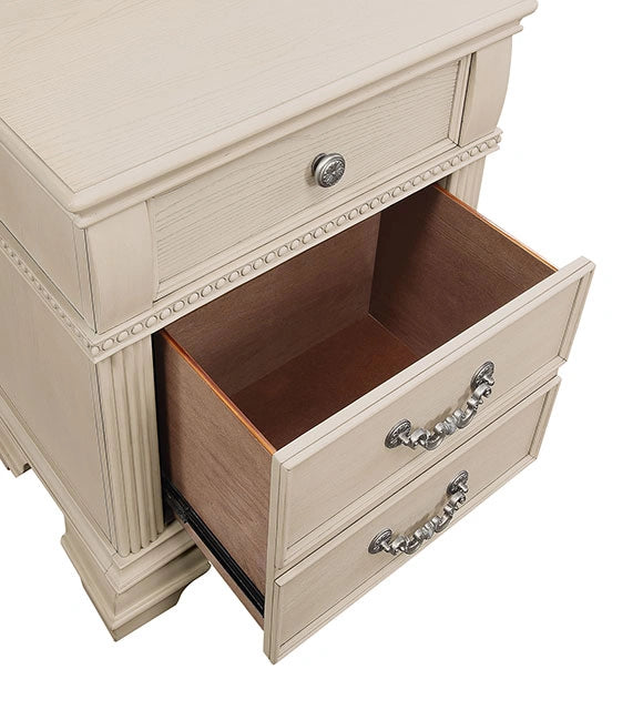 Juego de dormitorio queen de 4 y 5 piezas Pamphilos gris y blanco
