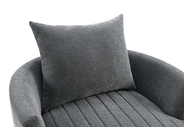 Sillón giratorio Hoople con canal tapizado en capitoné