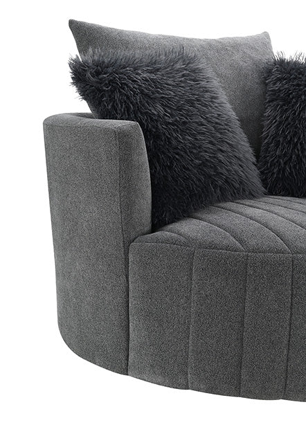 Sillón giratorio Hoople con canal tapizado en capitoné