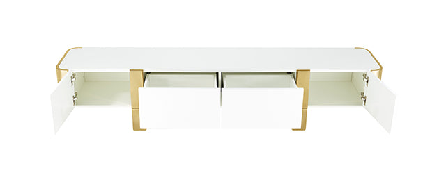 Mueble de TV Larvik Blanco con Marco Dorado