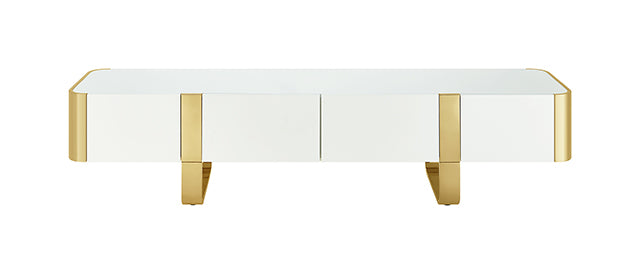 Mueble de TV Larvik Blanco con Marco Dorado