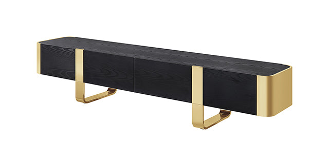 Mueble de TV Leknes Negro c/ Marco Dorado