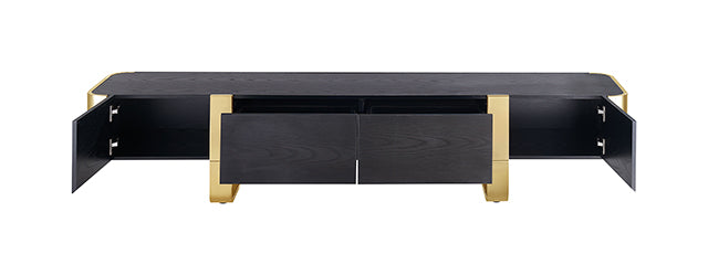 Mueble de TV Leknes Negro c/ Marco Dorado