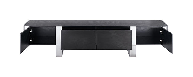 Mueble de TV Leknes Negro con estructura plateada