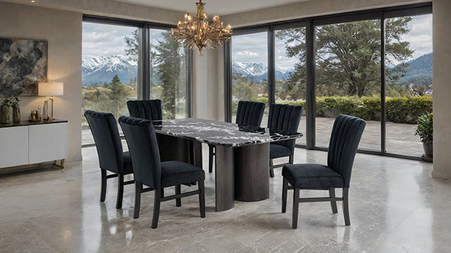 Mesa de comedor Selsey, encimera de piedra negra