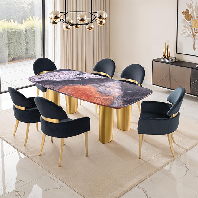 Juego de comedor de 7 piezas Northolt con sillas negras