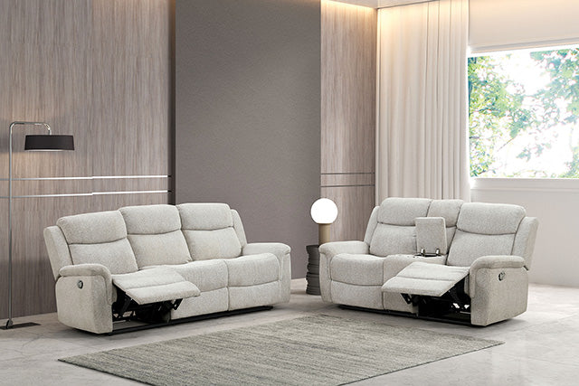 Sandbach Sofá reclinable manual de dos plazas con consola