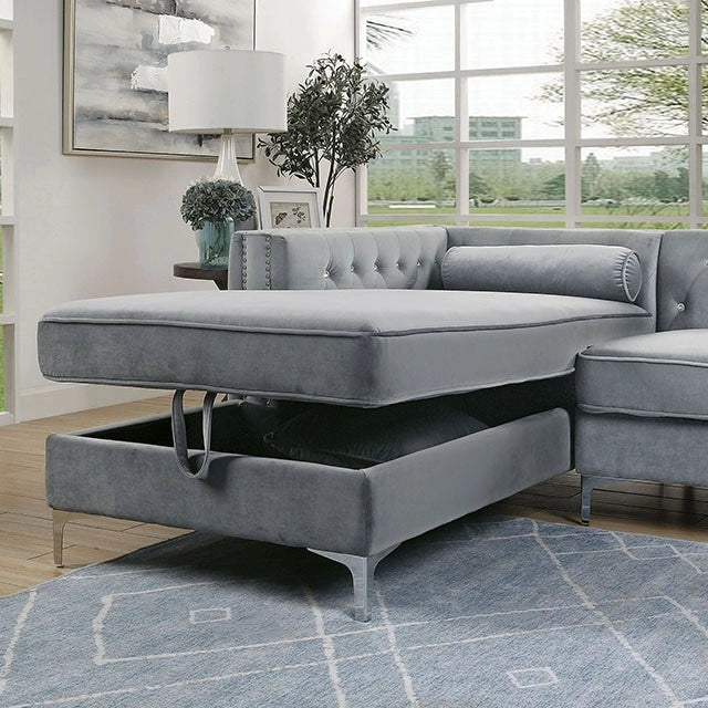 Seccional Amie Glam gris y negro con almacenaje