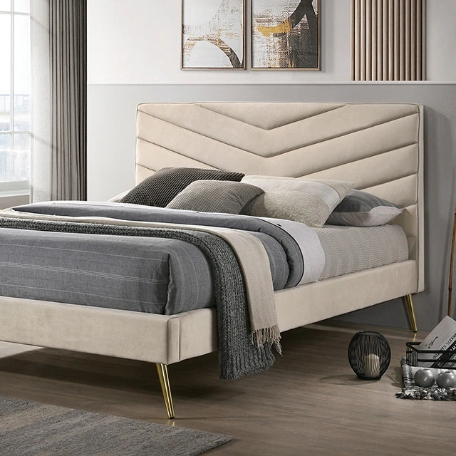Cama VIVAR California King, Eastern King, Matrimonial y Gemela, Beige