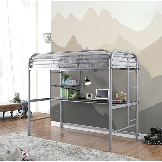 Cama Alta Doble Opal III Negra y Plateada