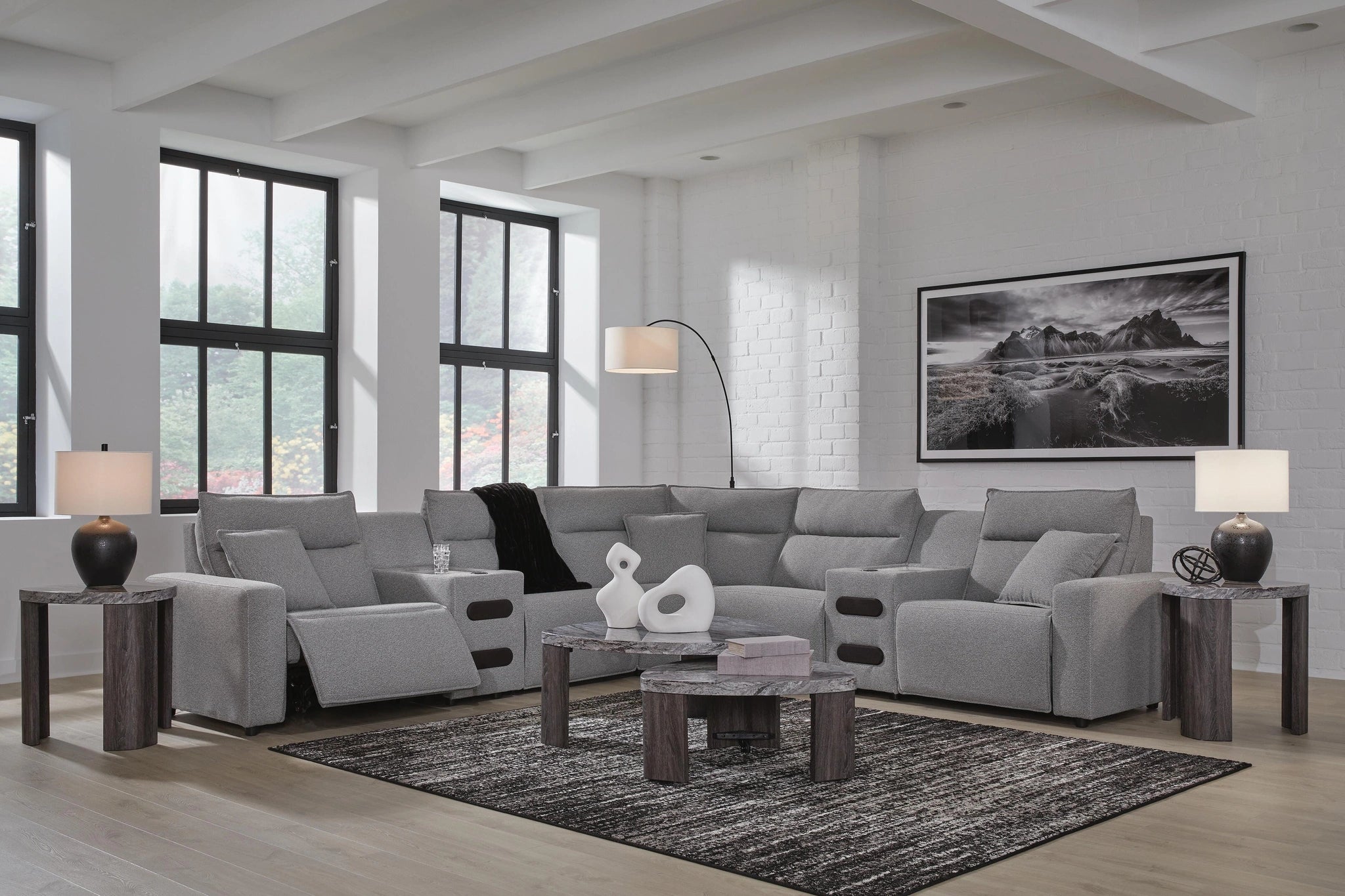 Seccional reclinable eléctrico Modmax con chaise longue