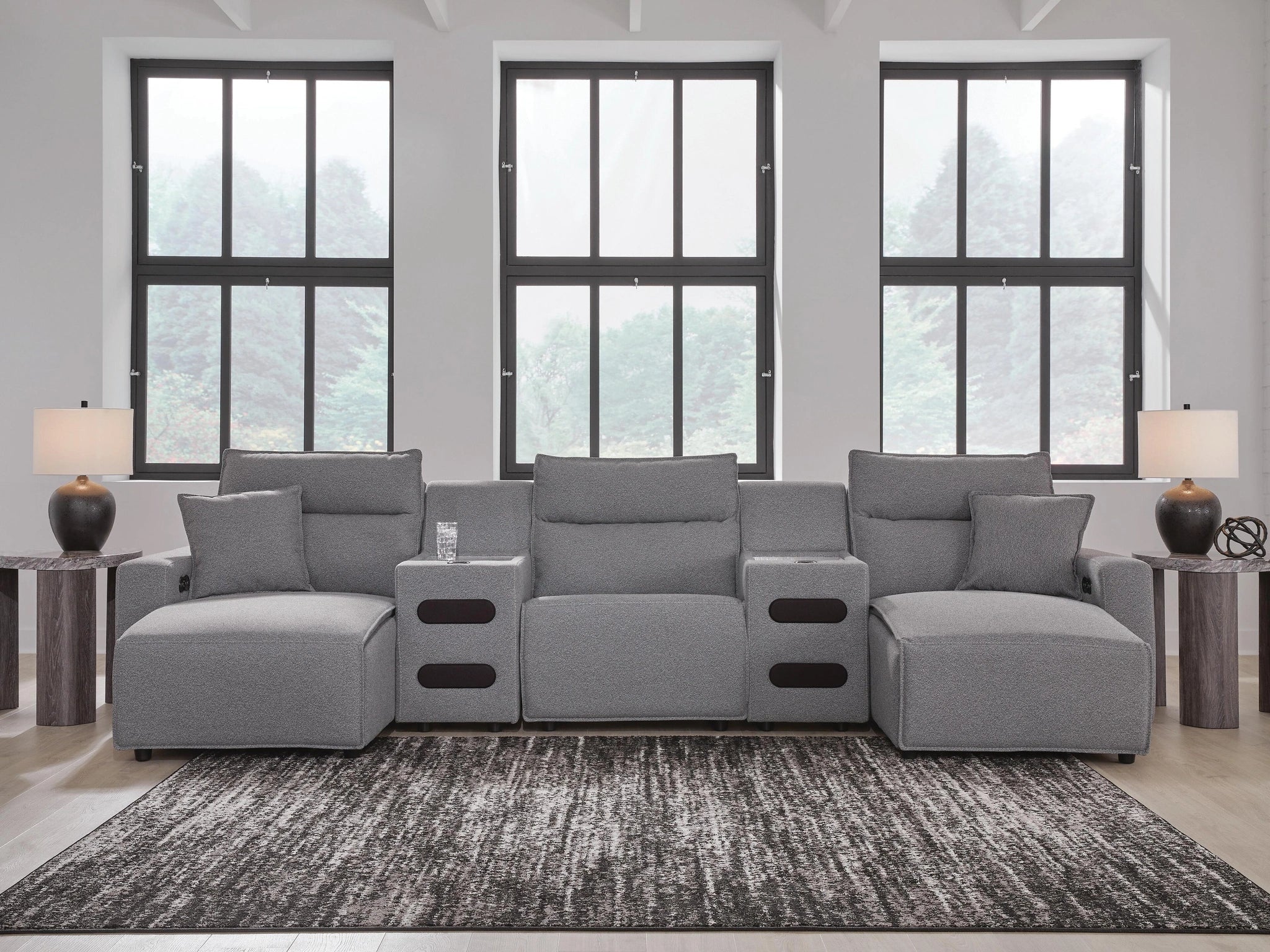 Seccional reclinable eléctrico Modmax con chaise longue
