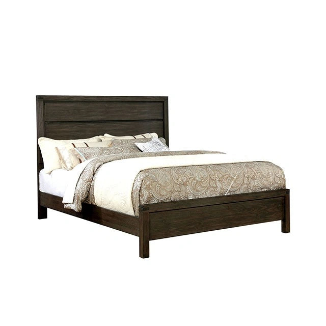 Cama Rexburg King y Matrimonial rústica marrón cepillada con alambre