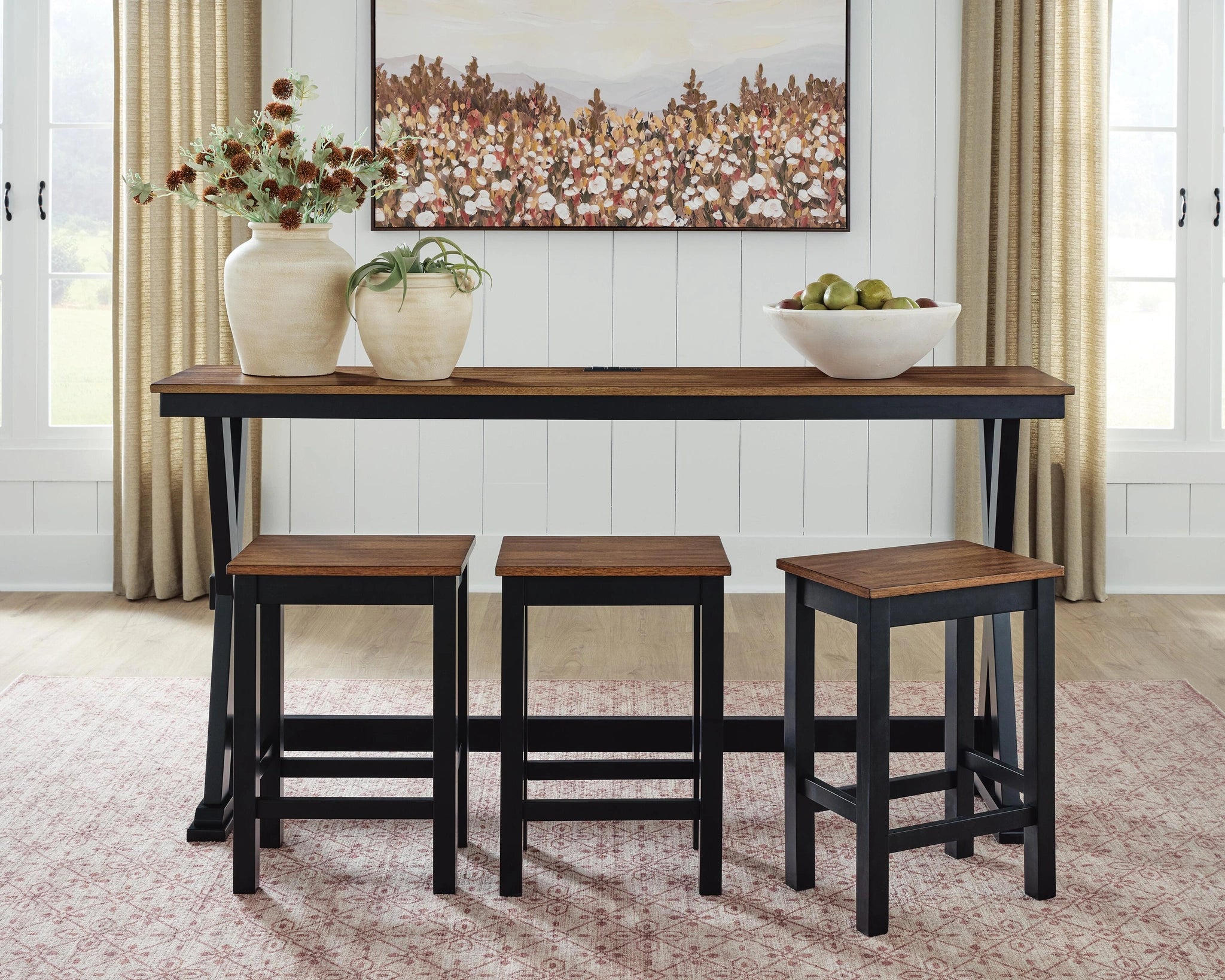 Juego de mesa de comedor a la altura de la encimera y 3 taburetes de bar Wildenauer