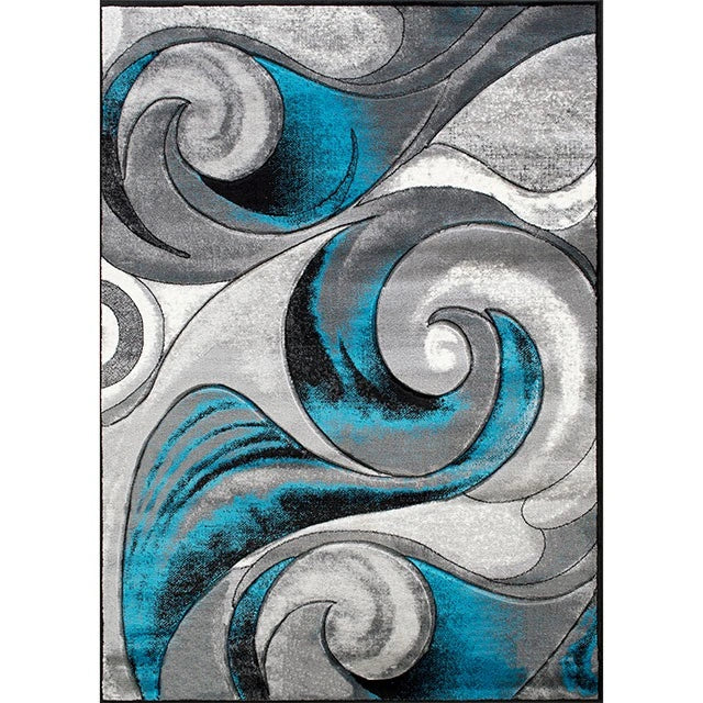 Alfombra turquesa Niksar de 5' X 7'