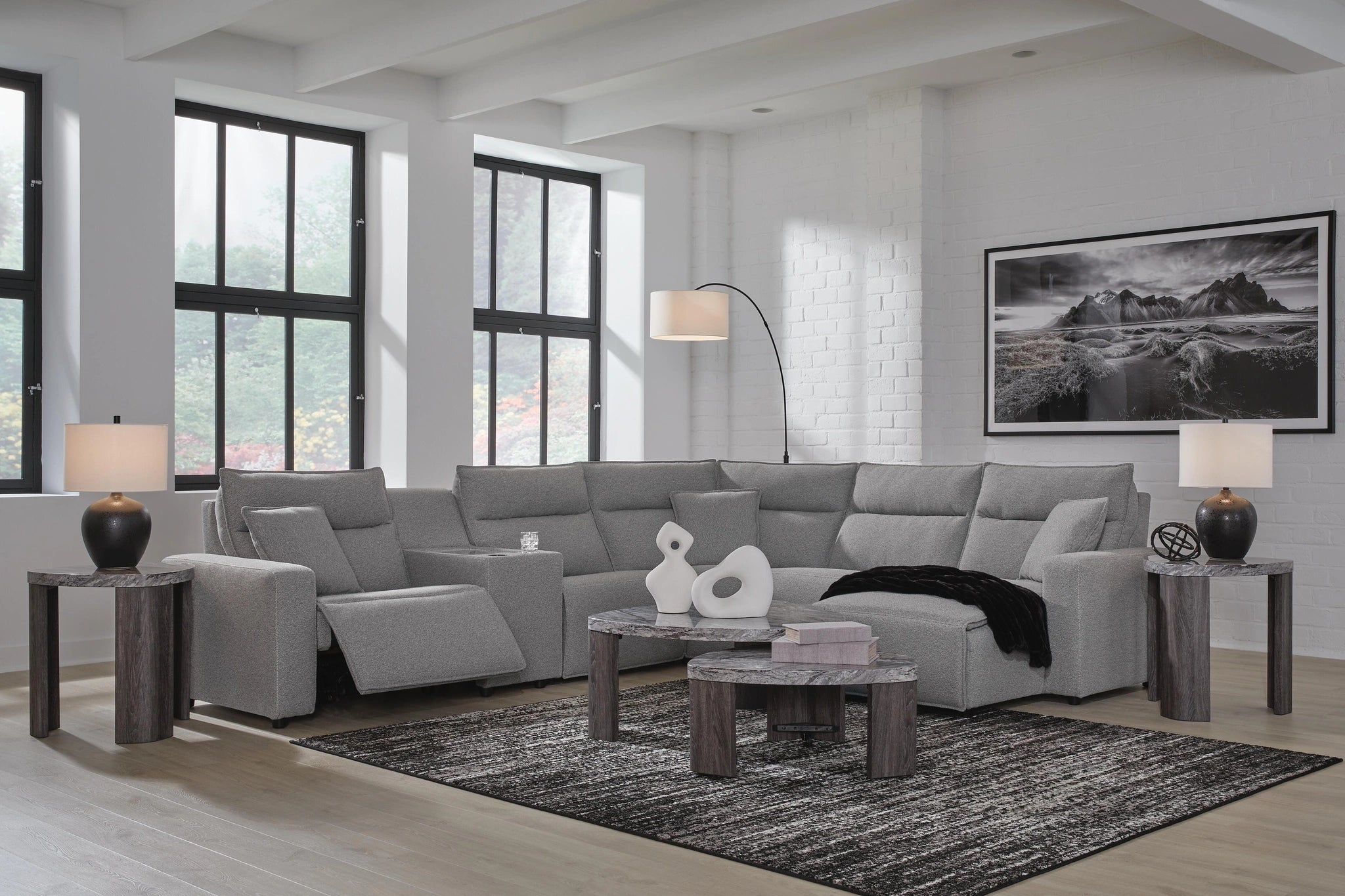 Seccional reclinable eléctrico Modmax con chaise longue
