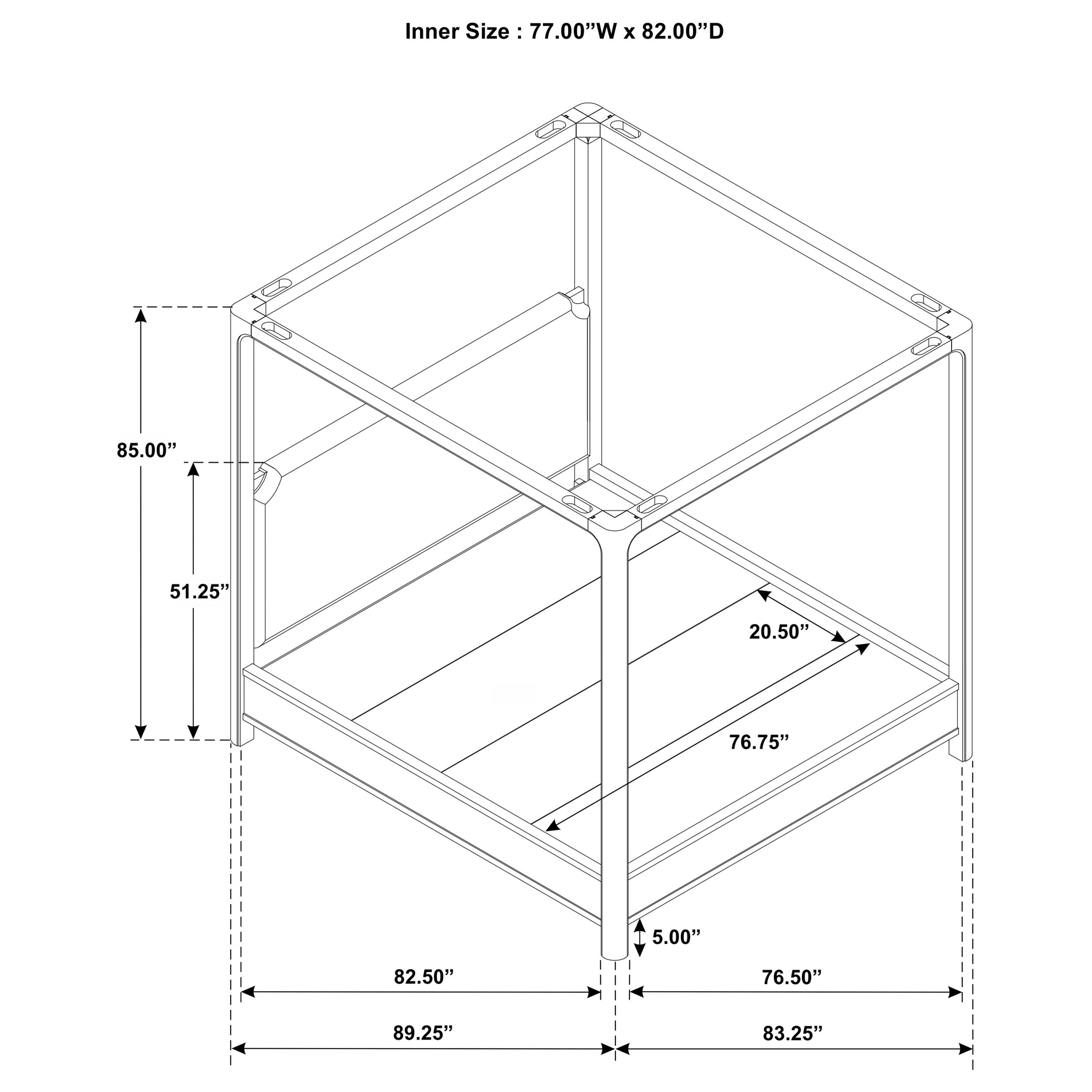 Base de cama con plataforma y dosel Solano