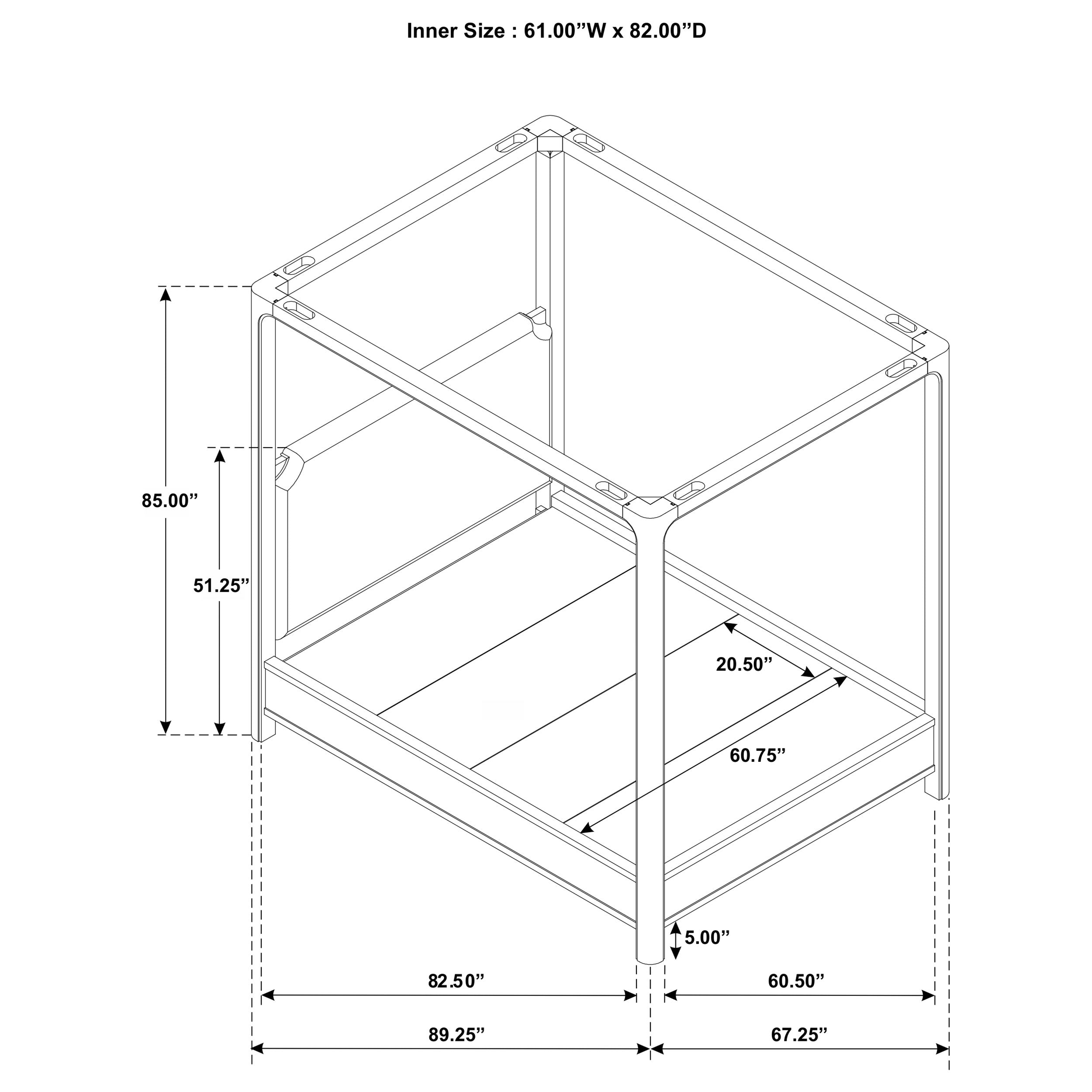 Base de cama con plataforma y dosel Solano