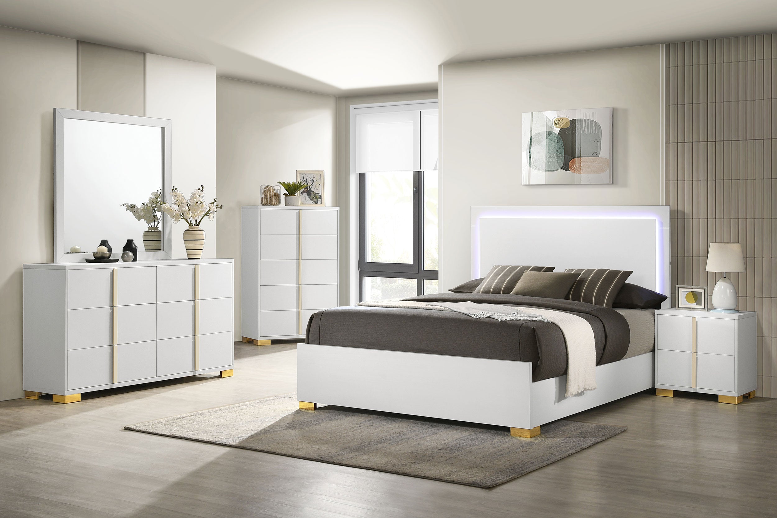 Marceline Panel Bed with LED Lighting
