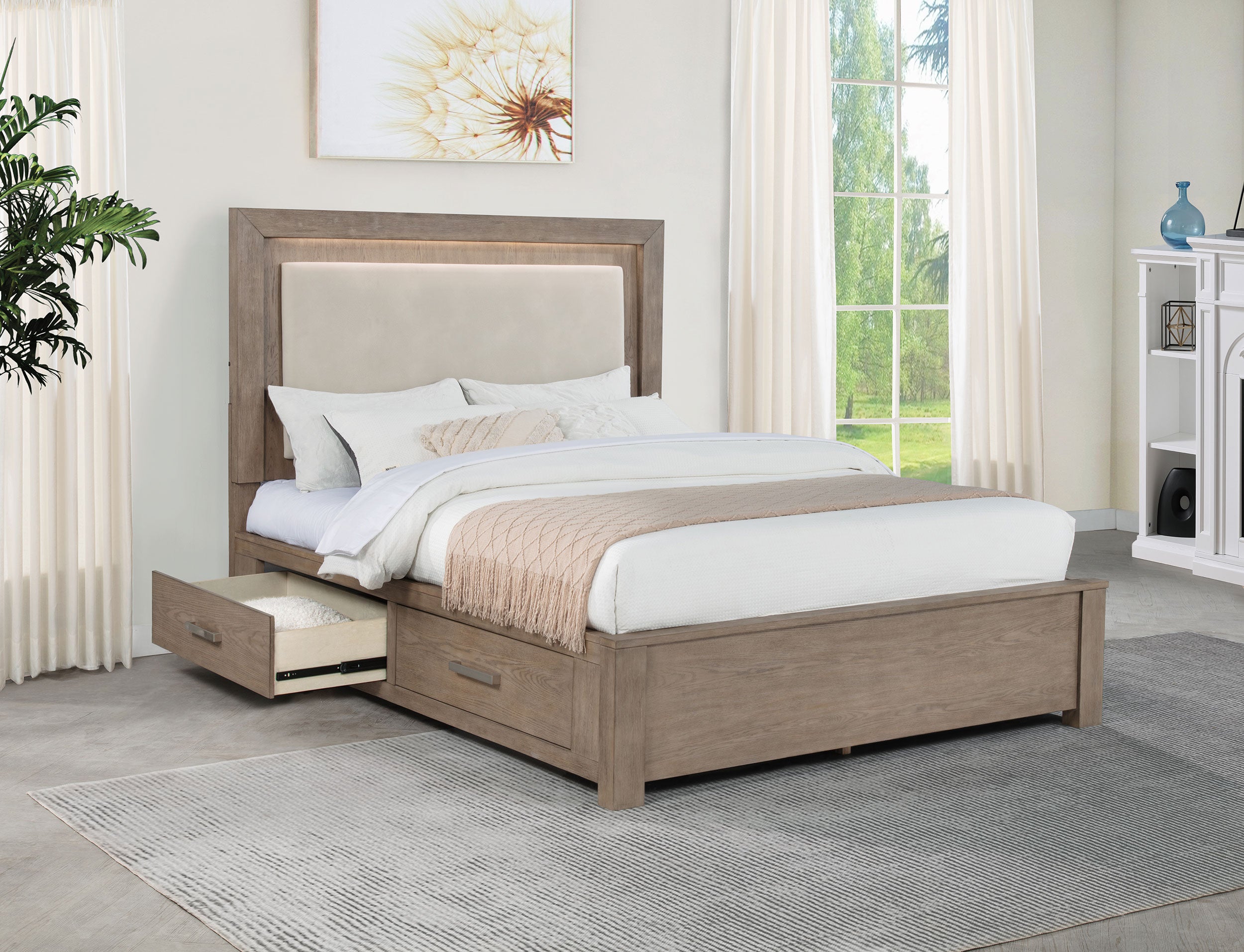 Kenora Panel Platform Storage Bed with LED Lighting