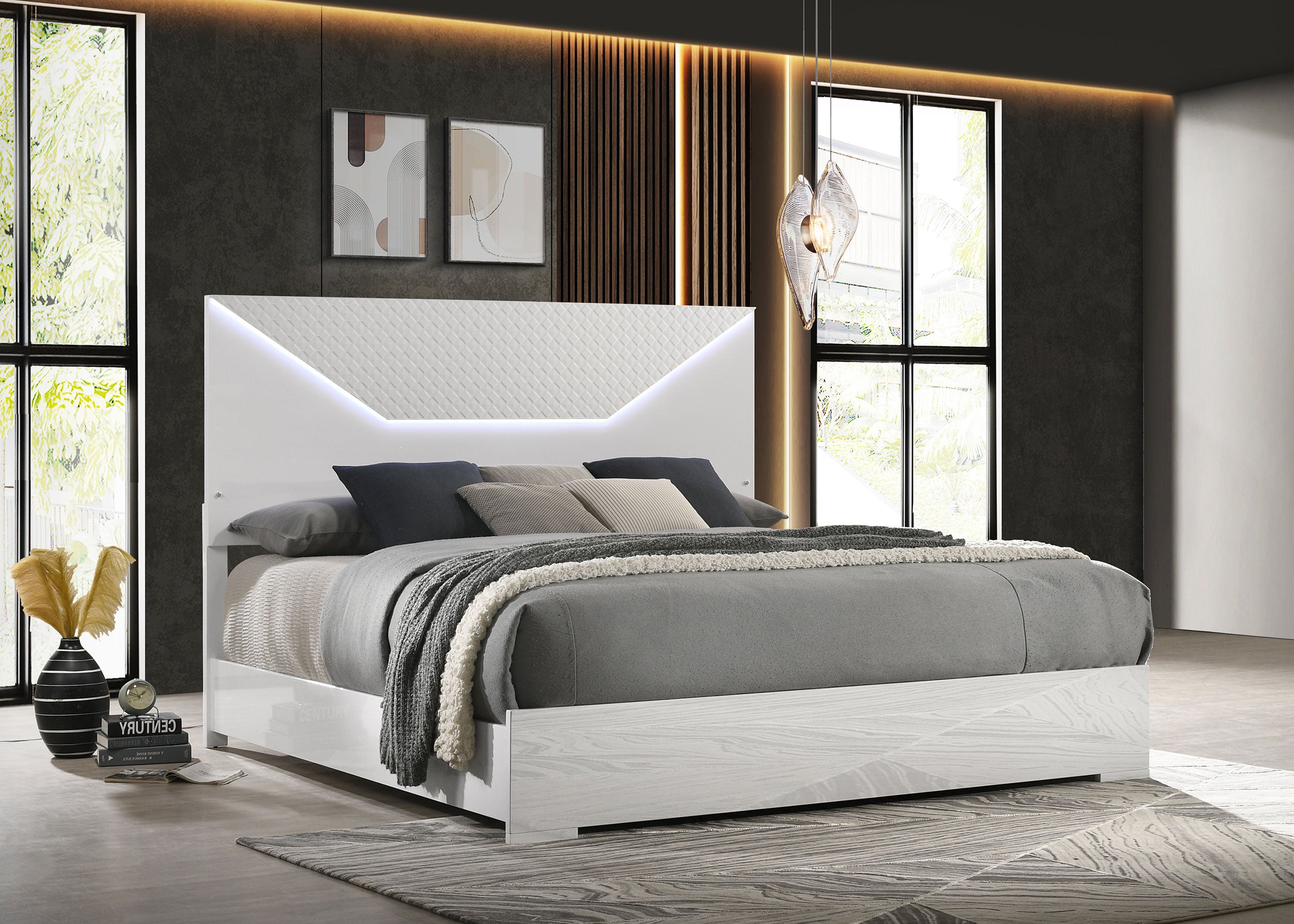 Cama panel Ives con iluminación LED
