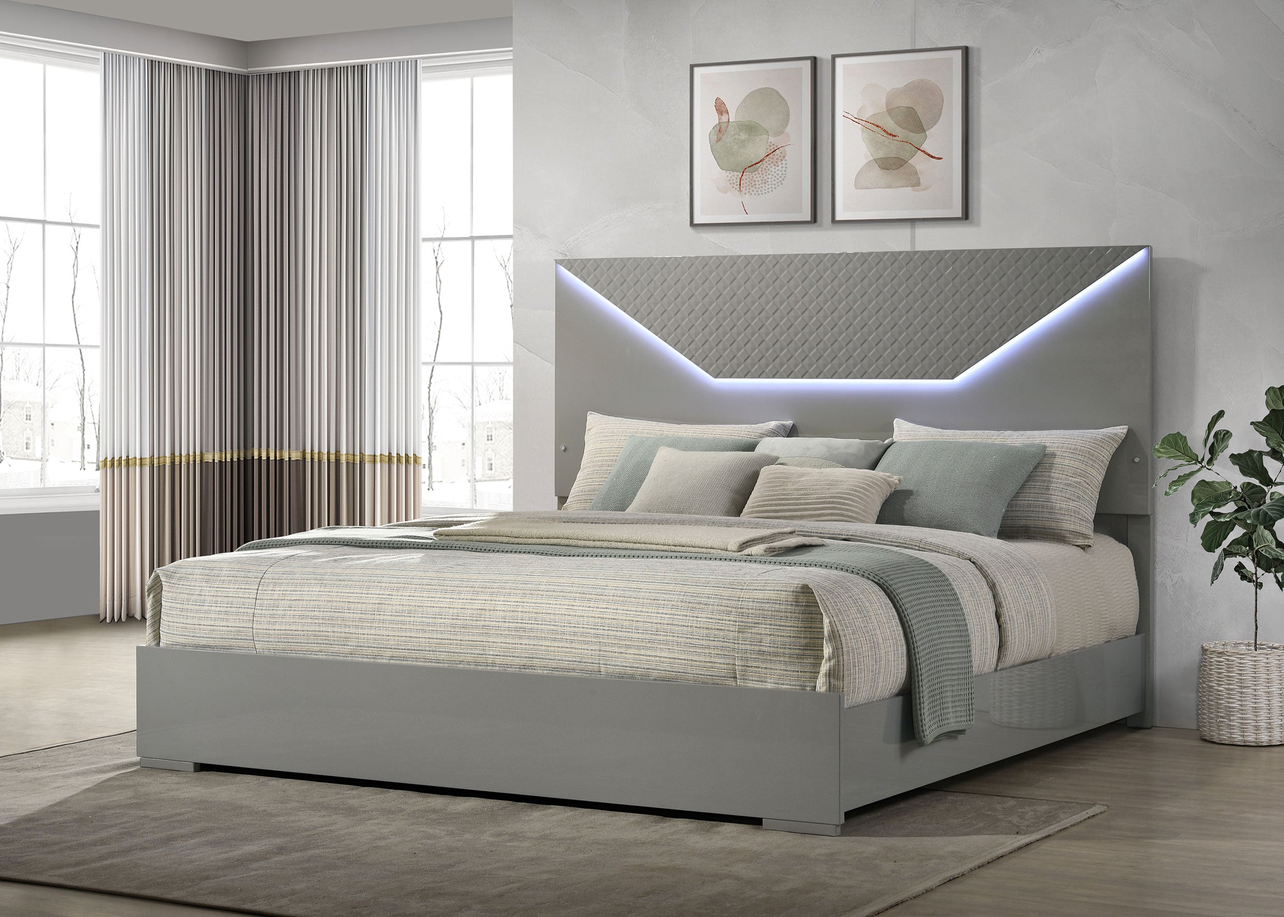 Cama panel Ives con iluminación LED