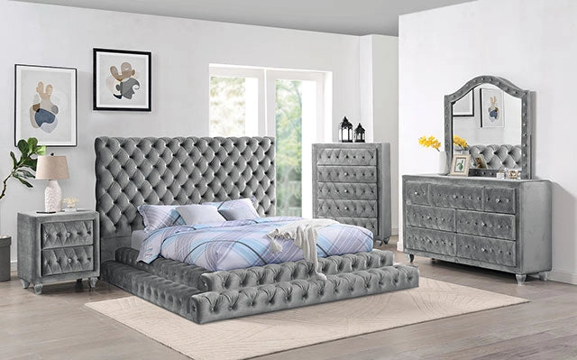 STEFANIA E.Cama King y Queen, Negro y Gris