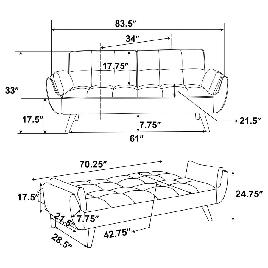 Sofá cama convertible de terciopelo capitoné con galleta tapizada Caufield, azul turquesa