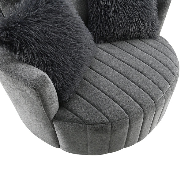 Sillón giratorio Hoople con canal tapizado en capitoné