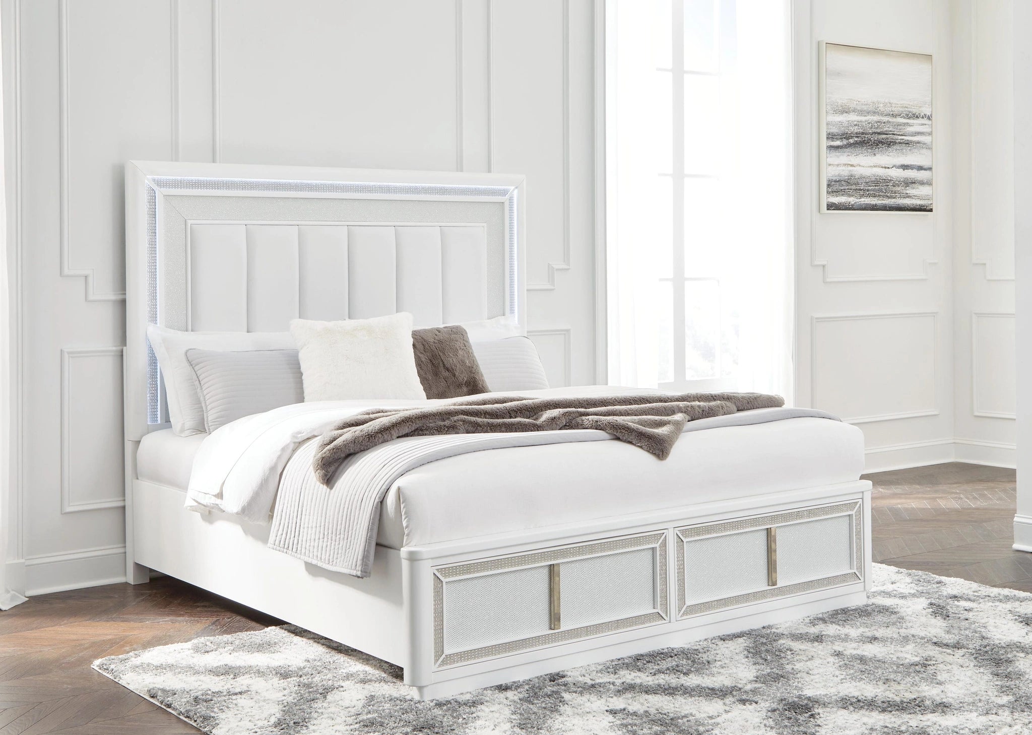 Cama tapizada Chalanna con almacenamiento