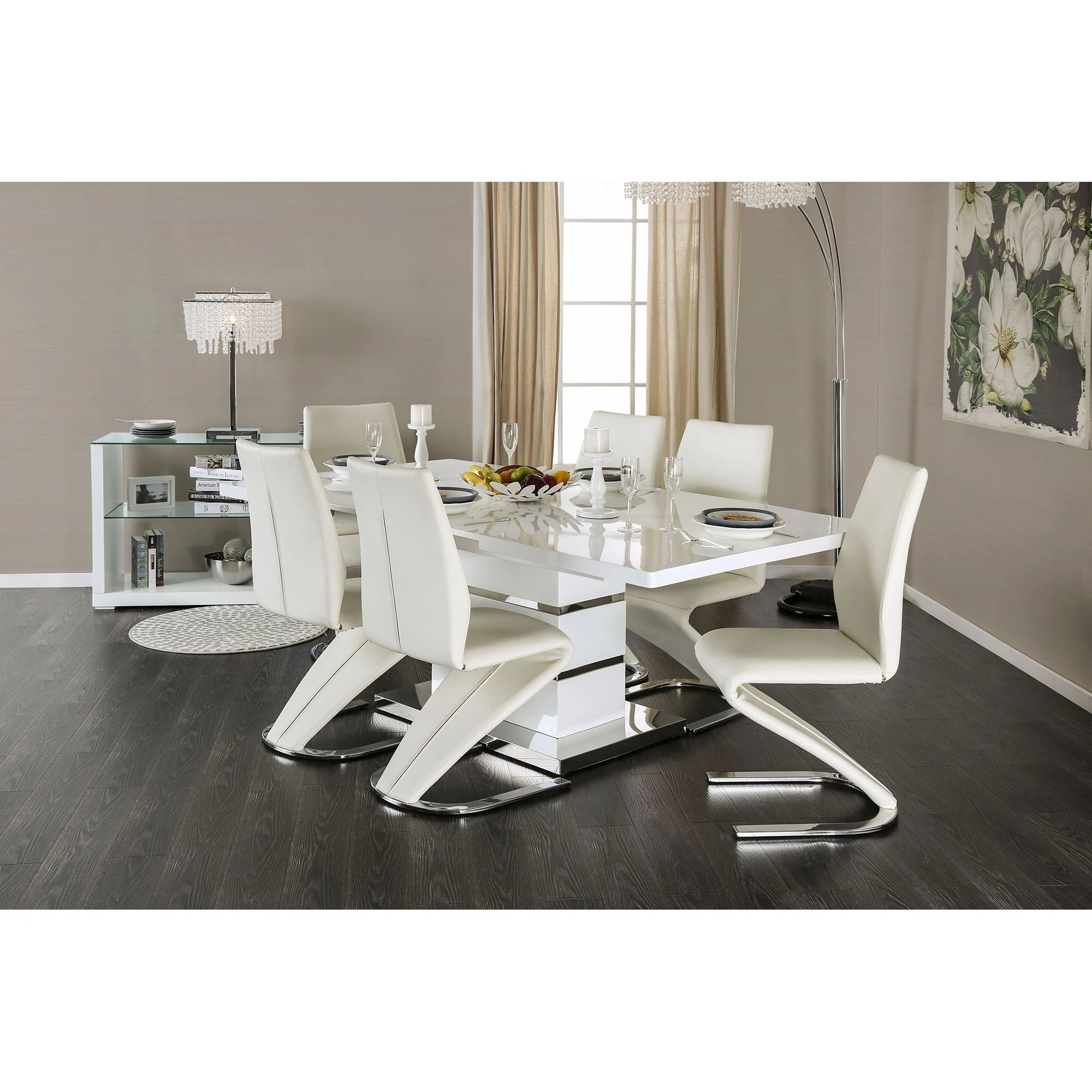 Mesa de comedor Midvale blanca/cromada