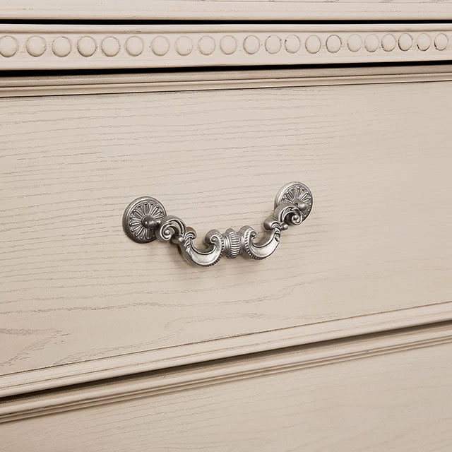 Juego de dormitorio queen de 4 y 5 piezas Pamphilos gris y blanco