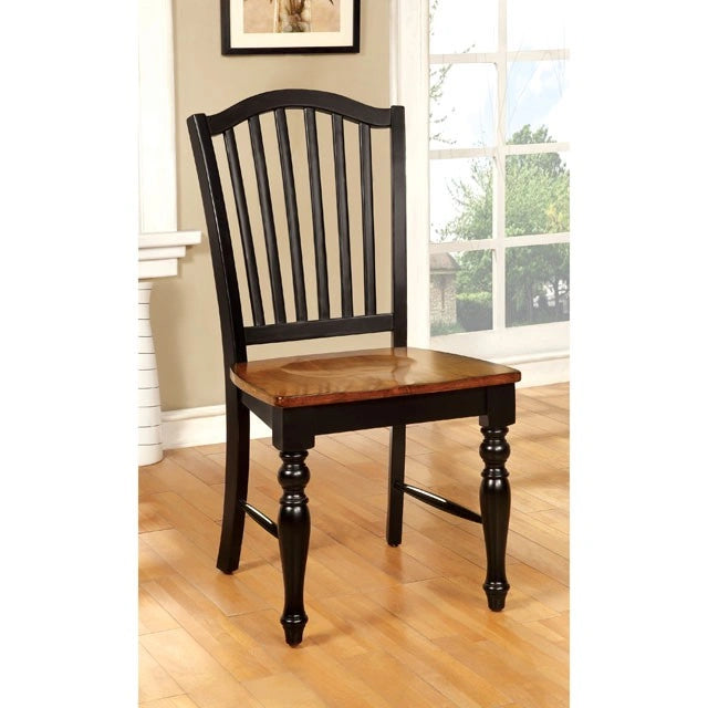 Silla de comedor MAYVILLE Negra/Roble Antiguo (2/Caja)