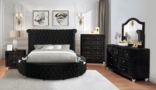 SANSOM Cama King y Queen, Negra, Azul y Gris